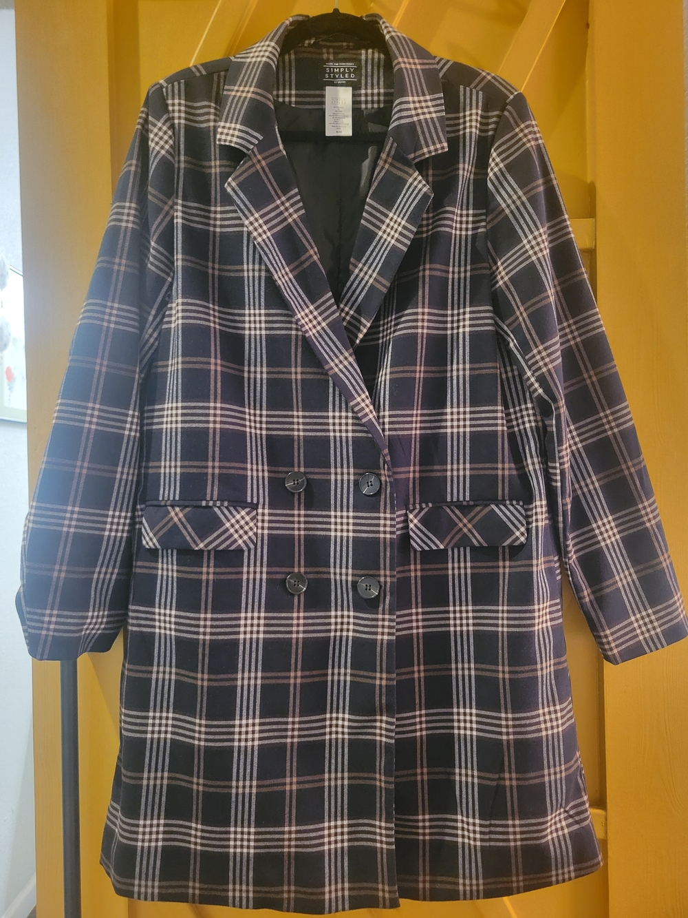 Vintage Simply Styled Plaid Double-Breasted Trench Coat